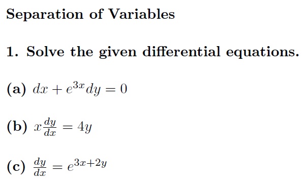 Homework Helper - Separation of Variables - Brian M. Woody